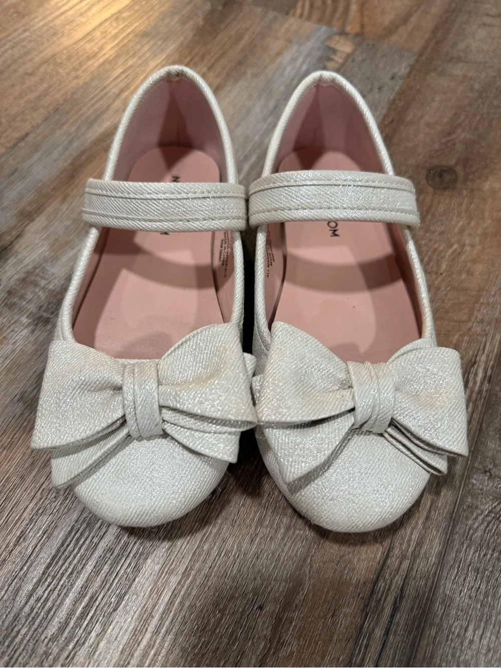 Nordstrom Toddler Girls Mary Jane Sparkle Flat Shoes – Silver/Ivory Size 12